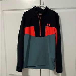 Under Armour Black, Red, and Gray Half-Zip Top